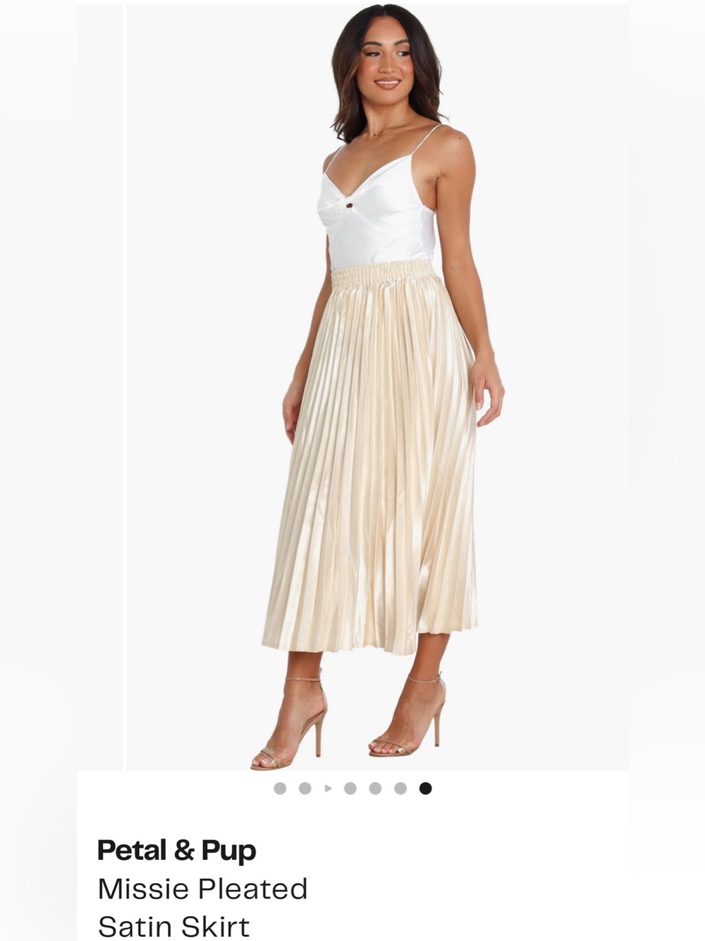 Petal & Pup Pleated Satin Midi Skirt - Cream